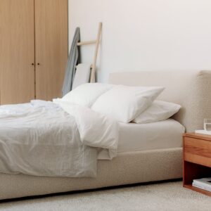 Dream Bed With Storage, Queen, Cream Boucle