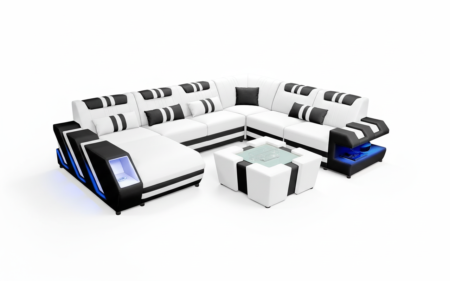 Neptune Modern Leather Sectional with LED Light